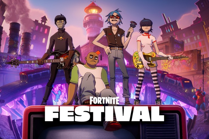 Poster konser Gorillaz di Fortnite Festival ke-10.