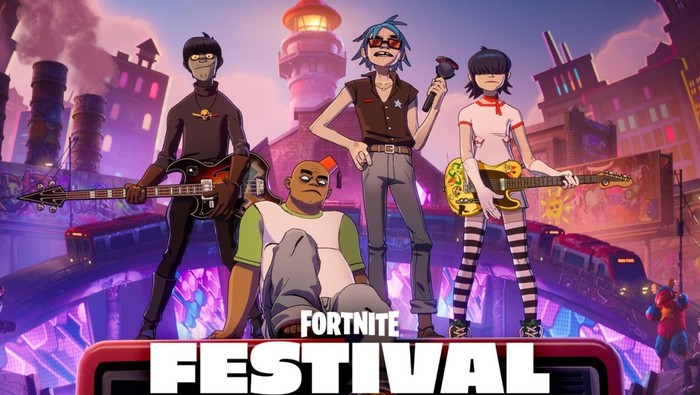 Poster konser Gorillaz di Fortnite Festival ke-10.