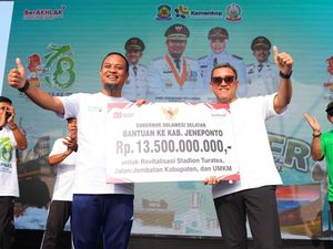 Pemprov Sulsel Salurkan Rp 13,5 M untuk Revitalisasi Stadion Turatea Jeneponto