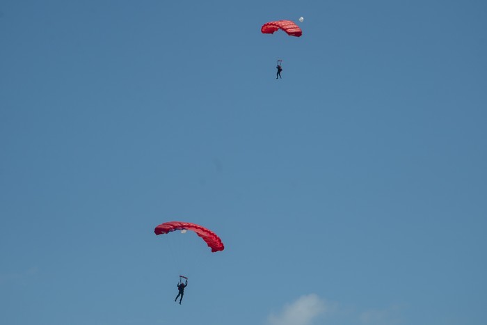Tentara Prancis mengikuti latihan terjun bebas (free fall) saat Latihan Gabungan Bersama (Latgabma) Super Garuda Shield 2025 di Pusat Latihan Tempur (Puslatpur) di Baturaja, Ogan Komering Ulu, Sumatera Selatan, Selasa (26/8/2025). Latihan terjun free fall tersebut merupakan rangkaian dari Latgabma Super Garuda Shield 2025 yang diikuti 6.501 pasukan dari 13 negara sahabat. ANTARA FOTO/Nova Wahyudi/nz