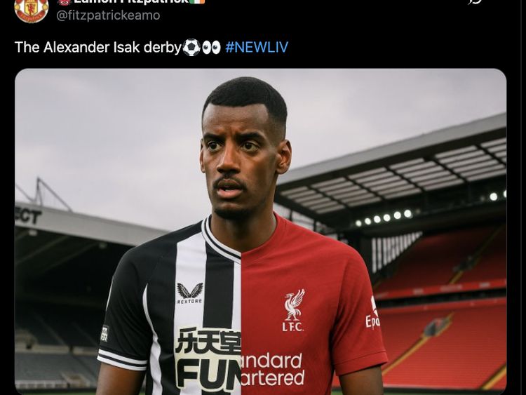 Meme Kocak Newcastle Vs Liverpool yang Kini Jadi Derby Isak