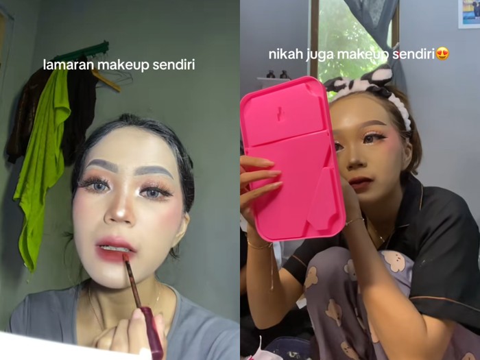 Wanita yang tinggal di Semarang Barat, Kota Semarang, Jawa Tengah ini merias wajahnya sendiri mulai dari lamaran hingga resepsi. Keputusannya itu langsung menjadi sorotan warganet dan viral di media sosial.
