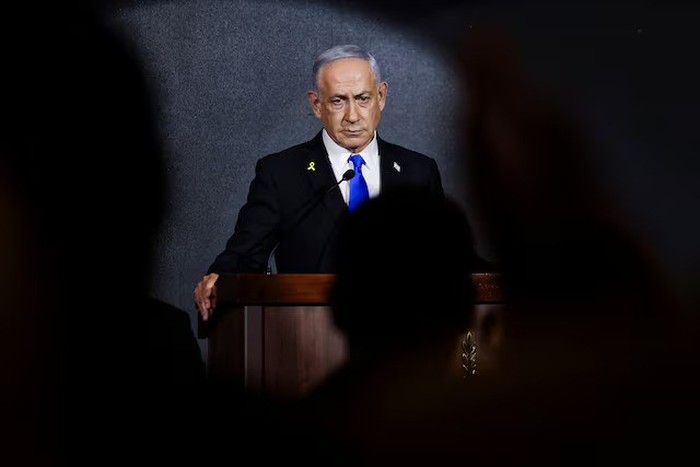 Israeli Prime Minister Benjamin Netanyahu attends the U.S. Independence Day reception, known as the annual Fourth of July celebration, hosted by Newsmax, in Jerusalem August 13, 2025. REUTERS/Ronen Zvulun/Pool/ File Photo Purchase Licensing Rights