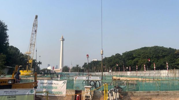 Progres pembangunan Stasiun MRT Monas 26 Agustus 2025