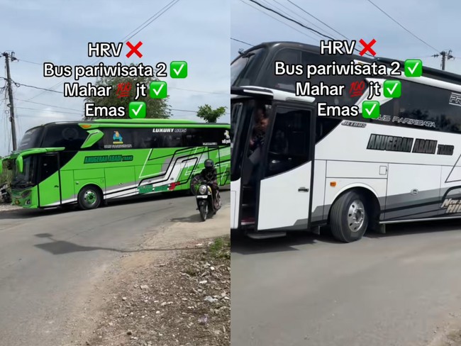 Resepsi pernikahan di Pati, Jawa Tengah ini viral, pengantin pria asal memberikan mahar 2 bus pariwisata, mahar uang tunai Rp 100 Juta hingga emas.