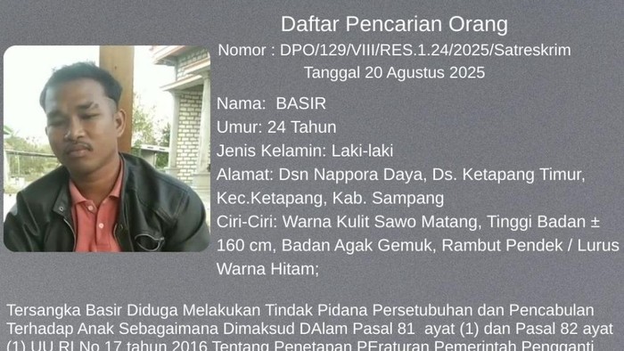 Basir (24) masuk dalam DPO