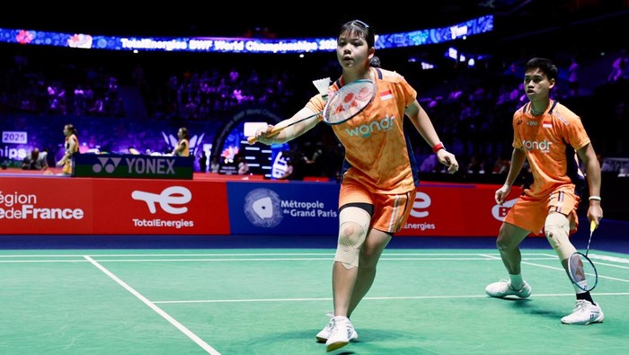 Pasangan ganda campuran Indonesia Jafar Hidayatullah/Felisha Alberta Nathaniel Pasaribu di Kejuaraan Dunia BWF 2025.