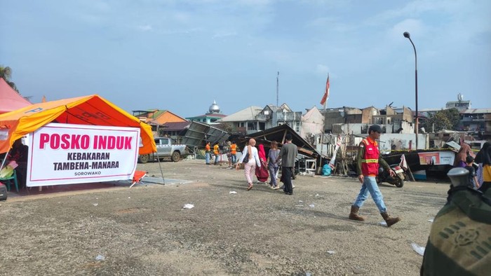 Kondisi posko penanganan korban kebakaran 48 rumah di Sorowako, Luwu Timur.