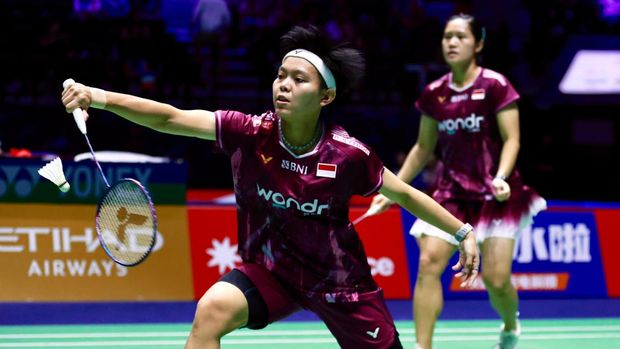 Ganda putri Indonesia Lanny Tria Mayasari/Siti Fadia Silva Ramadhanti di Kejuaraan Dunia BWF 2025.