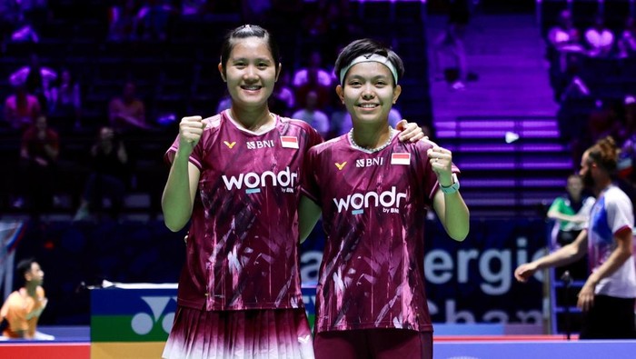 Ganda putri Indonesia Lanny Tria Mayasari/Siti Fadia Silva Ramadhanti di Kejuaraan Dunia BWF 2025.