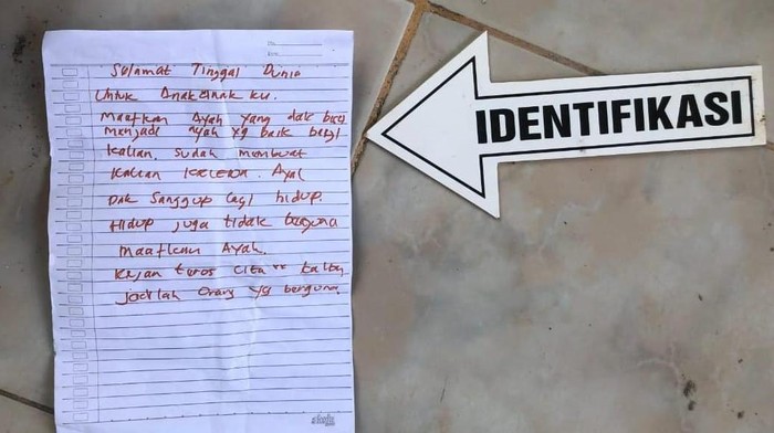 Surat wasiat yang ditinggalkan pria di Prabumulih sebelum tewas gantung diri