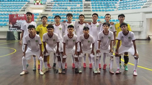 Tim futsal Porprov Tabanan saat laga pertama Porprov Bali 2025 melawan Buleleng di GOR Lila Bhuana, Denpasar, Kamis (28/8/2025). /Istimewa