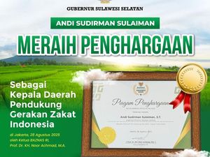 Gubernur Sulsel Raih Baznas Award 2025 Kategori Pendukung Gerakan Zakat