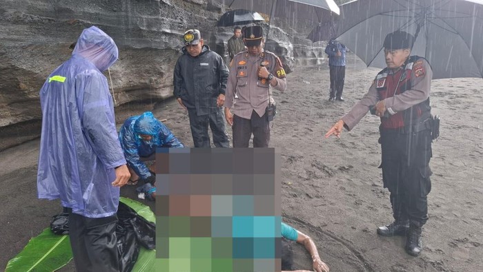 Jenazah salah satu korban terseret arus di Pantai Cemagi ditemukan di Pantai Nyanyi, Tabanan, Jumat (29/8/2025).