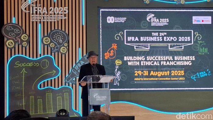 Ketua Asosiasi Franchise Indonesia (AFI) Anang Sukandar di JCC Senayan, Jakarta Pusat, Jumat (29/8/2025).