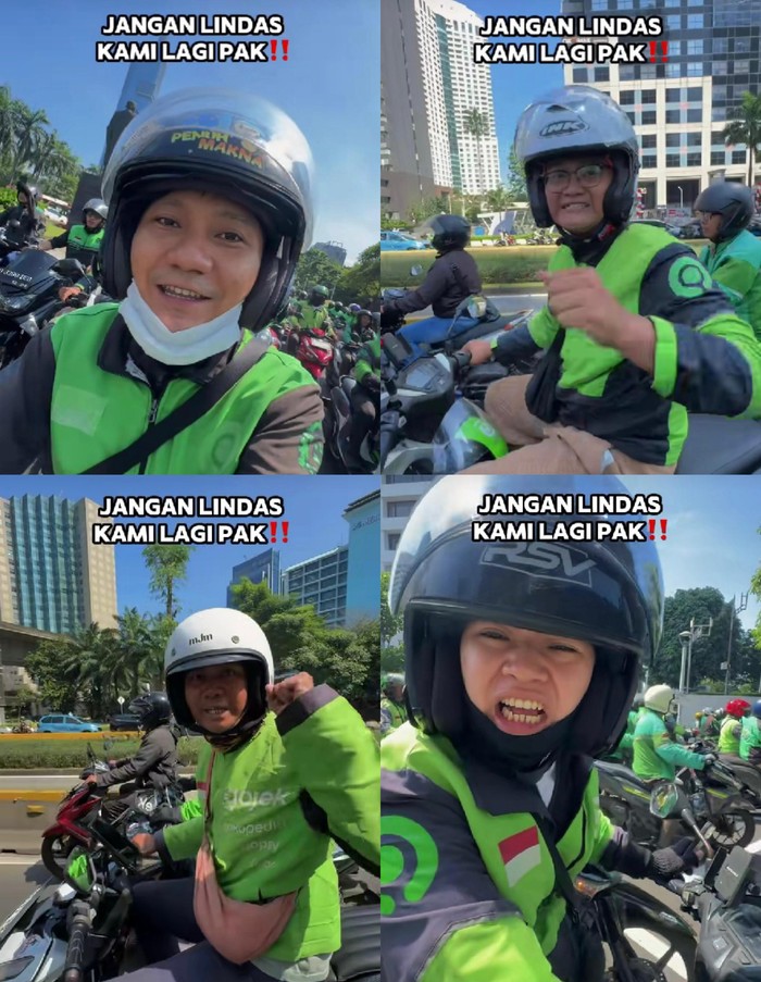 Ratusan driver ojol mengiring jenazah Affan Kurniawan (21) yang meninggal dunia dilindas rantis Brimob dengan teriakan haru: “Jangan lindas kami lagi, Pak!”