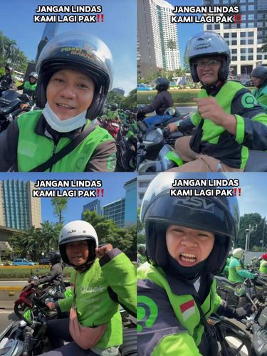 Ratusan driver ojol mengiring jenazah Affan Kurniawan (21) yang meninggal dunia dilindas rantis Brimob dengan teriakan haru: 