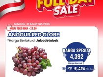 Beli Anggur Red Globe di Transmart Full Day Sale Rp 4.300/100 Gram