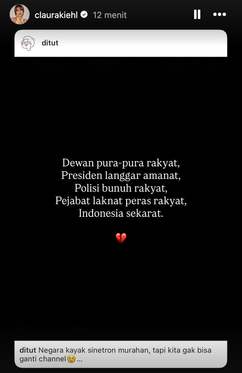 Ungkapan Duka Artis di Demo DPR.