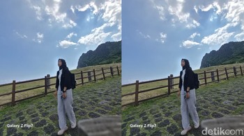 Hasil foto kamera selfie 0.6x dan 1x Foto: Rizqy Nur Amalia/detikINET