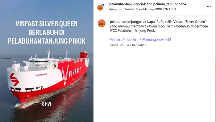 Kapal Roro VinFast Silver Queen berlabuh di Indonesia