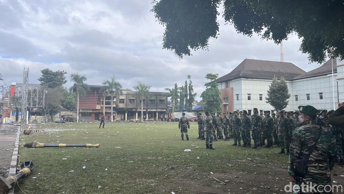 Penampakan terkini Polda DIY usai demo ricuh, Sabtu (30/8/2025).