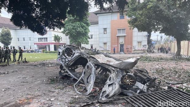 Penampakan terkini Polda DIY usai demo ricuh, Sabtu (30/8/2025).