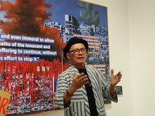 Lukisan Pamflet ala SBY, Kasih Pesan Setop War dan Jaga Perdamaian Lukisan Pamflet ala SBY, Kasih Pesan Setop War dan Jaga Perdamaian