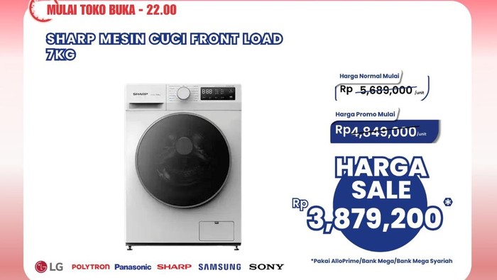 Belanja mesin cuci front load 7 kg di Transmart hemat banget nih. Kalian bisa membeli produk ini dengan harga terjangkau, hanya Rp 3 jutaan.