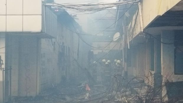 Kebakaran terjadi di markas Gegana Jakarta Pusat (Fadil/detikcom)