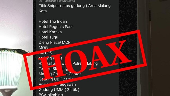 Pesan berantai hoaks soal sniper di Kota Malang