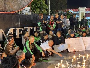 Kapolda-Driver Ojol di Babel Gelar Doa Bersama dan Nyalakan Lilin