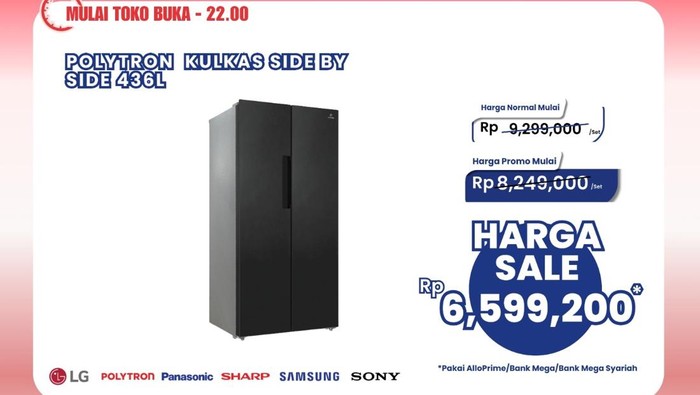 Transmart Ful Day Sale kembali digelar. Para pelanggan berkesempatan memiliki Kulkas side by side 436L dengan harga terjangkau lho.