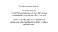 Bismillahirrahmanirrahim. Assalamualaikum.. Teman-teman, keluarga, kerabat dan semua masyarakat khususnya Jawa Timur tercinta. Terima kasih untuk doa, atensi, dan beberapa pesan yang sudah masuk. Alhamdulillah, kami sekeluarga saat ini dalam keadaan yang baik-baik saja, tulis Arumi Bachsin dilihat detikcom, Senin (1/9/2025). Foto: dok instagram Arumi Bachsin