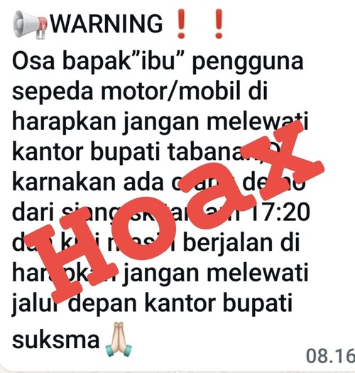 Hoaks soal demonstrasi di Kantor Bupati Tabanan. (Istimewa)