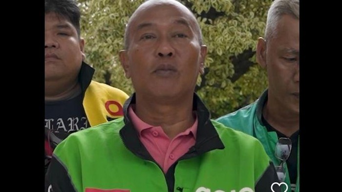 Rahman Thohir dari Forum Komunitas Driver Online Indonesia menjadi perwakilan driver ojol yang berbicara dalam video yang diunggah di akun Instagram @setwapres.ri.