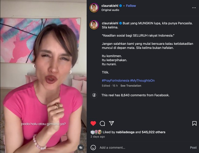 Artis suarakan keadaan RI