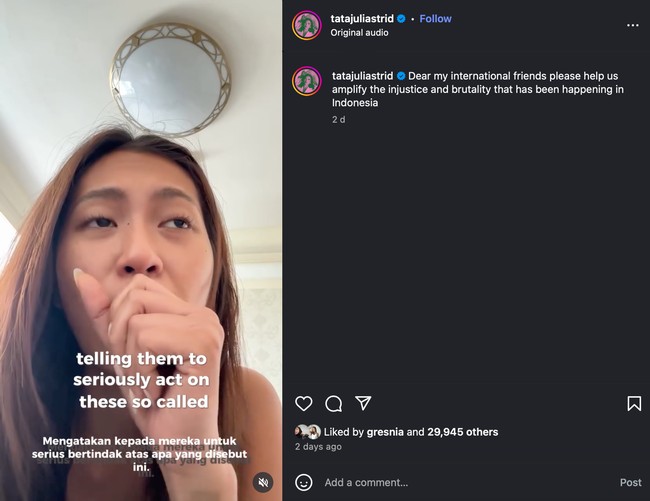 Artis suarakan keadaan RI