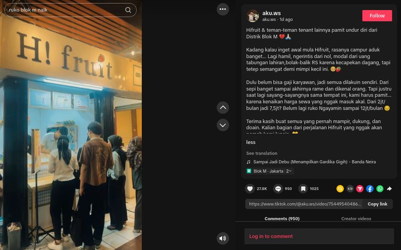 Gerai Hi! Fruit di District Blok M juga pamit undur diri