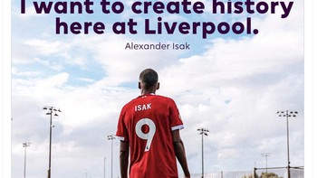 Sata ingin menciptakan sejarah di sini, di Liverpool, kata Isak. Foto: X.com