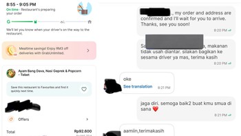 Pesan ayam goreng untuk driver ojol. Foto: X.com