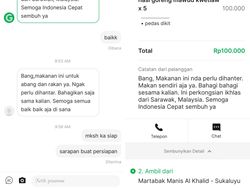 Foto Orderan Makanan Netizen Malaysia untuk Driver Ojol Indonesia