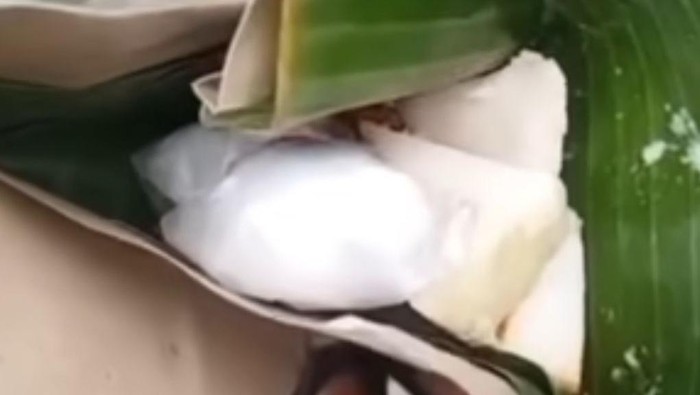 Viral paket lontong berisi narkoba di Medan. (Istimewa)