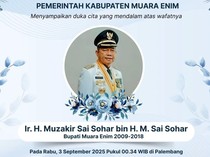 Bupati Muara Enim 2009-2018 Muzakir Sai Sohar Tutup Usia