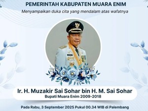 Bupati Muara Enim 2009-2018 Muzakir Sai Sohar Tutup Usia