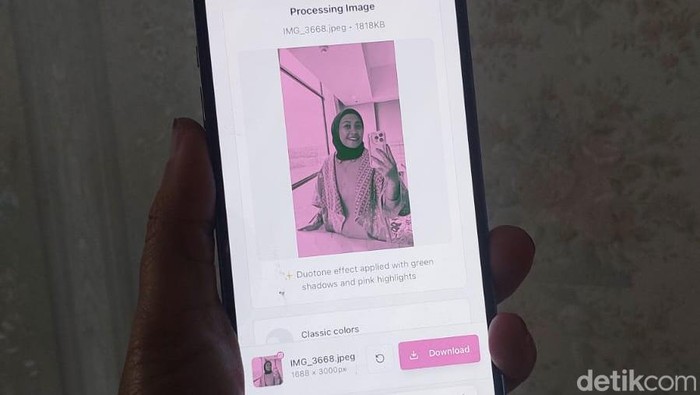 Edit foto jadi pink hijau