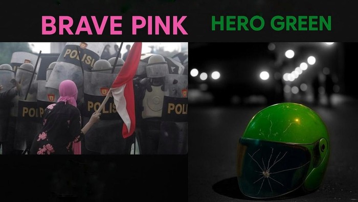 Ilustrasi Brave Pink Hero Green.