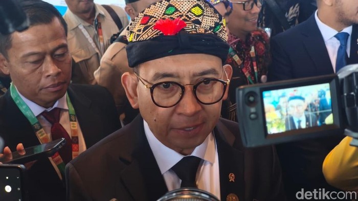 Menteri Kebudayaan Fadli Zon saat menghadiri pembukaan CHANDI Summit 2025 di The Meru, Sanur, Denpasar, Bali, Rabu (3/9/2025). (Foto: Rizki Setyo Samudero/detikBali)