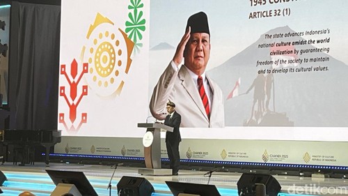 Menteri Kebudayaan Fadli Zon saat pembukaan CHANDI Summit 2025 di The Meru, Sanur, Denpasar, Bali, Rabu (3/9/2025). (Foto: Rizki Setyo Samudero/detikBali)