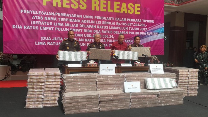 Penampakan uang pengganti dari terpidana Adelin Lis di Kantor Kejati Sumut (Nizar Aldi/detikSumut)
